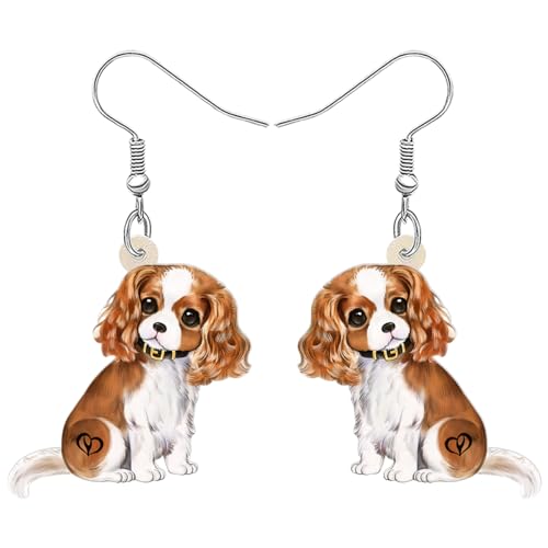 YAYAKO Cute Baumeln Ohrringe Cavalier King Charles Spaniel Geschenke für Frauen Mädchen Charms Acryl Haustiere Welpe Schmuck Dekor (Braun) von YAYAKO