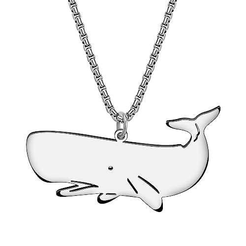 YAYAKO Edelstahl Pottwal Halskette Anhänger Kette Charms Whale Geschenke für Frauen Mädchen Charms Meer Schmuck (Versilbert Cachalot) von YAYAKO