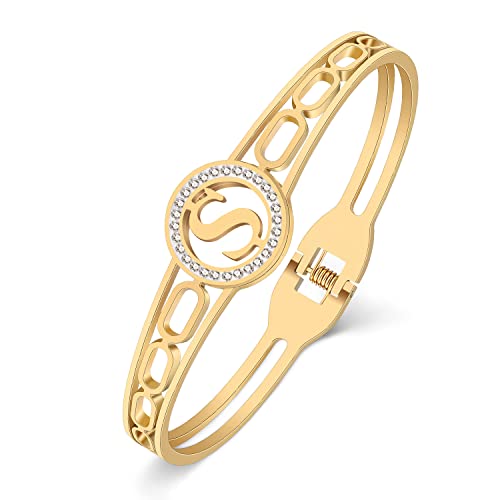 YAYAKO Edelstahl Strass Armband Armreif Zierlich 18k plattiert Silber Gold Armbänder für Frauen Mädchen Charme Armbänder Geschenke (Dollar Bracelet Vergoldet) von YAYAKO