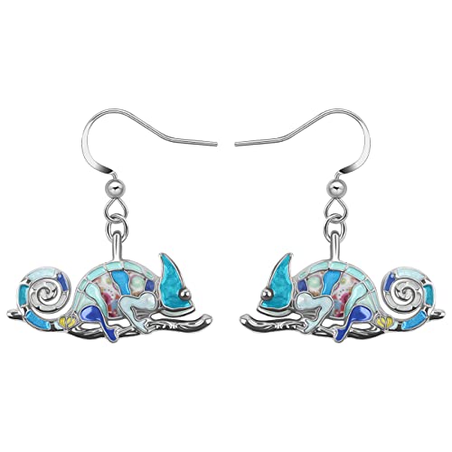 YAYAKO Emaille Eidechse Ohrringe Baumeln Zinklegierung Modeschmuck Chamäleon-Ohrringe für Frauen Mädchen Charms Geschenke (Blau) von YAYAKO