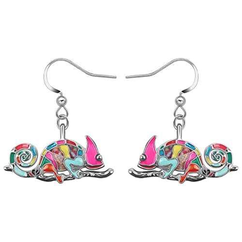 YAYAKO Emaille Eidechse Ohrringe Baumeln Zinklegierung Modeschmuck Chamäleon-Ohrringe für Frauen Mädchen Charms Geschenke (Mehrfarbig) von YAYAKO