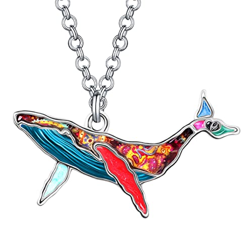 YAYAKO Emaille Hai Halskette Zinklegierung Anhänger Delphin Wal Oktopus Qualle Seepferdchen Sommer Geschenke für Frauen Mädchen Ozean Schmuck (Wal Halskette Mehrfarbig) von YAYAKO