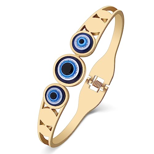 YAYAKO Evil Eye Armbänder Armreif Edelstahl 18K Gold Paare Armbänder für Frauen Mädchen Charme Armbänder Geschenke (Vergoldet 056) von YAYAKO