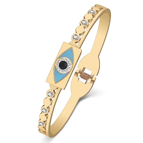 YAYAKO Evil Eye Armbänder Armreif Edelstahl 18K Gold Paare Armbänder für Frauen Mädchen Charme Armbänder Geschenke (Vergoldet 077) von YAYAKO