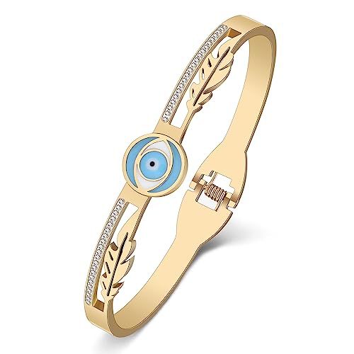 YAYAKO Evil Eye Armbänder Armreif Edelstahl 18K Gold Paare Armbänder für Frauen Mädchen Charme Armbänder Geschenke (Vergoldet 078) von YAYAKO