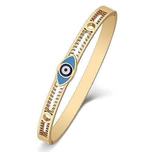 YAYAKO Evil Eye Armbänder Armreif Edelstahl 18K Gold Paare Armbänder für Frauen Mädchen Charme Armbänder Geschenke (Vergoldet 079) von YAYAKO