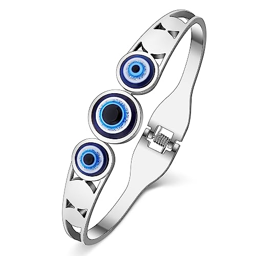 YAYAKO Evil Eye Armbänder Armreif Edelstahl 18K Gold Paare Armbänder für Frauen Mädchen Charme Armbänder Geschenke (Versilbert 056) von YAYAKO