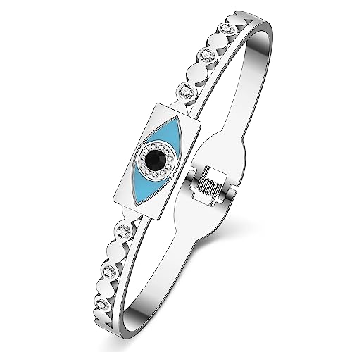 YAYAKO Evil Eye Armbänder Armreif Edelstahl 18K Gold Paare Armbänder für Frauen Mädchen Charme Armbänder Geschenke (Versilbert 077) von YAYAKO