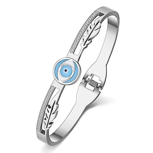 YAYAKO Evil Eye Armbänder Armreif Edelstahl 18K Gold Paare Armbänder für Frauen Mädchen Charme Armbänder Geschenke (Versilbert 078) von YAYAKO
