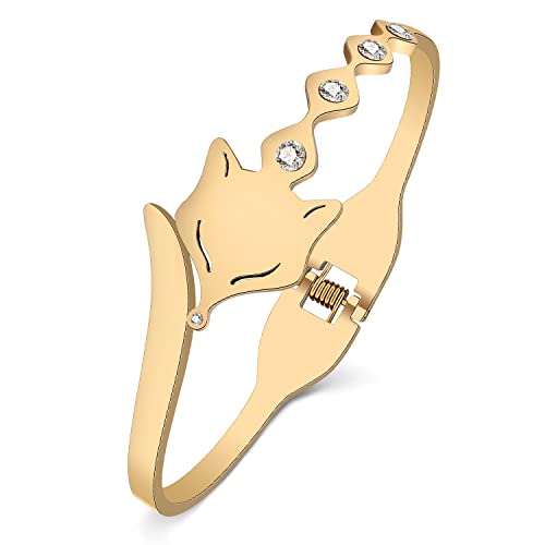 YAYAKO Niedliche Fuchs Armbänder Armreif Edelstahl Zierliche Armbänder für Frauen Mädchen Armband Charms Fuchs Geschenke (Vergoldet) von YAYAKO