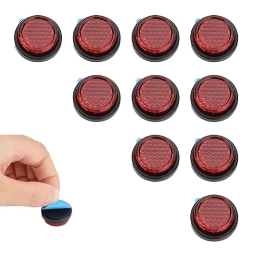 YAYNO 10 Stück Reflektoren Katzenaugen Reflektor Fahrrad Reflektoren Rückstrahler Rund Reflektor 24mm Motorrad Reflektor Mini Rund Katzenaugen Rot Selbstklebend für Mountainbike Fahrrad Kinder von YAYNO