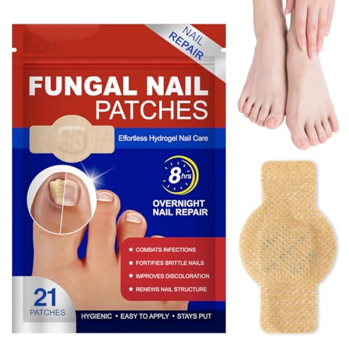 YAYNO 21 Stück Pilz Nagel Patches Nagelpilzpflaster Zehennagel Korrektur Patch Mehrzweck Zehennagelreparatur Pads Zehennagel Patches für Beschädigte Nägel und das Erscheinungsbild Verfärbter Nägel von YAYNO