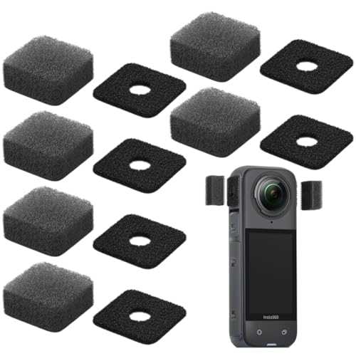 YAYNO 6 Paar Mikrofon Windmuff Kompatibel mit Insta360 X3/X4 Windschutz Kompatibel mit Insta360 X3/X4 Kamera Anti-Noise Windbreak Schwamm Kissen Windgeräuschunterdrückung für klaren Ton von YAYNO