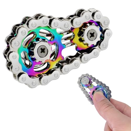 YAYNO Zahnräder Fidget Kette Coole Montage Fidget Spinner Ring Spielzeug Metall Fidgeting Fahrrad Kettenräder Würfel EDC Neuheit Stress Relief Hand Spinner Kinetisches für Kinder Erwachsene von YAYNO