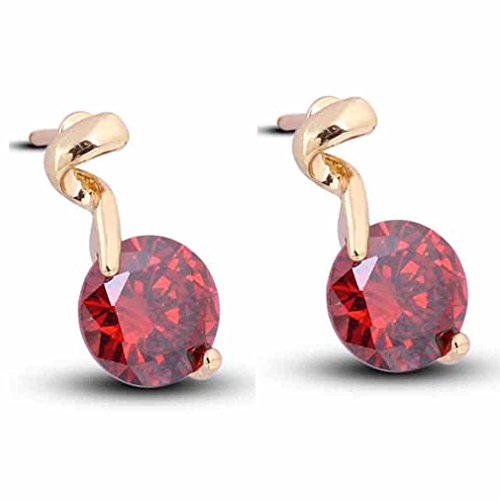 18K Gold ¨¹berzogene Yazilind Charming Runde Red Cut Zirkonia nette kleine Mini Ohrstecker Frauen-Geschenk von YAZILIND