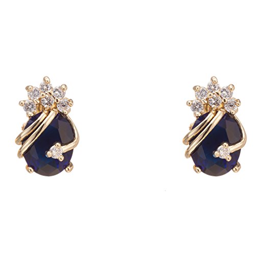 YAZILIND 18K Elegant Elegant Vergoldet überzogener Zirkonia königlichblau Bolzen Ohrringe für Frauen von YAZILIND