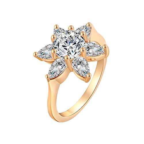 YAZILIND 18K Elegante Stern Blumen Art Ring Zirkonia Girls Gold überzogenen weißen Strass Zirkonia 5.25 von YAZILIND