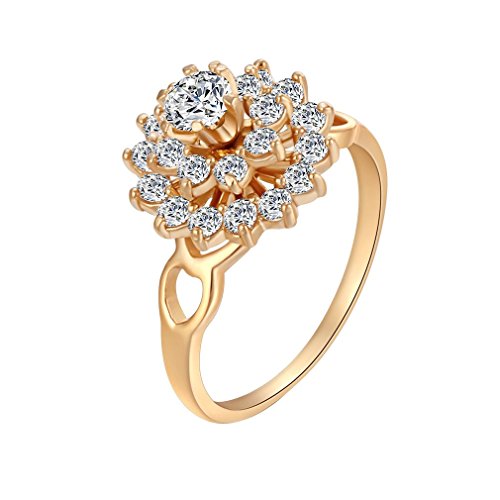 YAZILIND 18K Elegantes Gold überzogener Kristall Ring Nizza Blumen Gruppe Verlobungsgeschenk Zirkonia 9 von YAZILIND