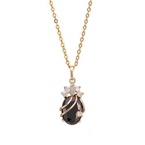 YAZILIND 18K Nettes Gold überzogenes Black Crystal Anhänger mit Kette für Frauen YAZILIND 18K Nettes Gold überzogenes Black Crystal Anhänger mit Kette für Frauen von YAZILIND