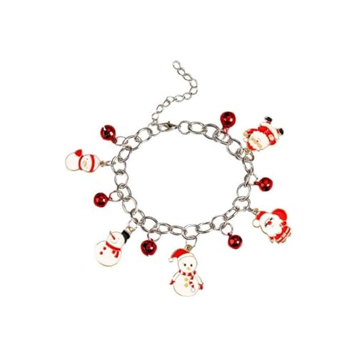YAZILIND 2Pcs Merry Christmas-Baum-Armband-Rentier-Santa Claus Strümpfe Elch Glocke Kranz Anhänger Armbänder Urlaub Festival Weihnachten Schmuck für Frauen(#8) von YAZILIND