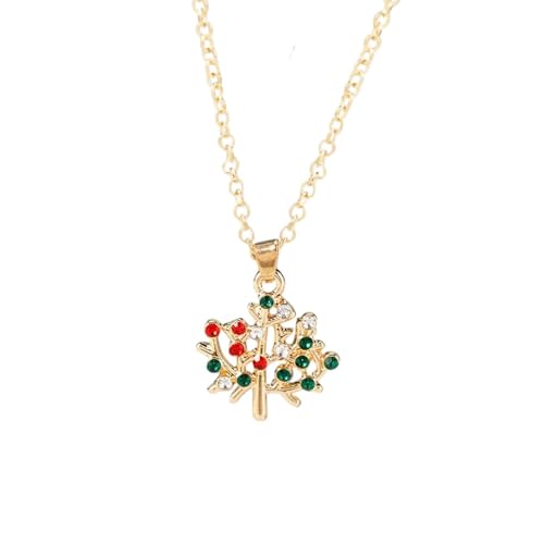 YAZILIND 2Pcs Weihnachten Halsketten für Frauen Strass Weihnachten Baum Glocke Schneemann Santa Claus Hut Box Anhänger Halskette Urlaub Schmuck(#8) von YAZILIND