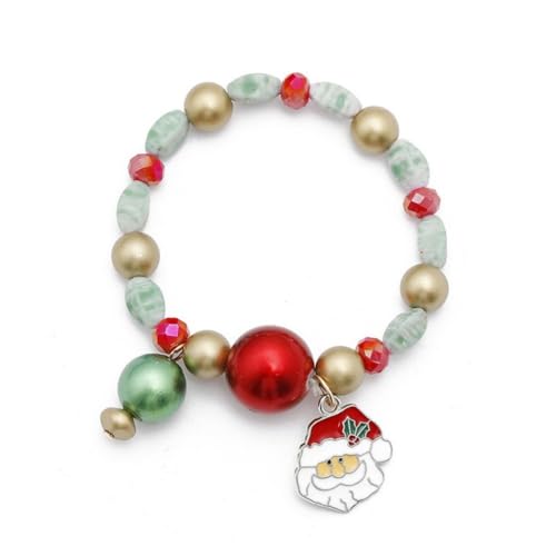 YAZILIND 2Pcs Weihnachten Perlen Armband Schneeflocke Santa Claus Schneemann Kranz Elch Anhänger Bunte Perlen Armbänder Urlaub Festival Weihnachten Schmuck für Frauen(#10) von YAZILIND