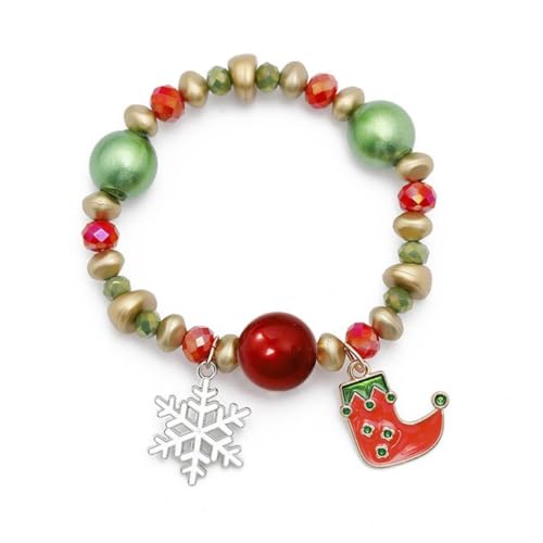 YAZILIND 2Pcs Weihnachten Perlen Armband Schneeflocke Santa Claus Schneemann Kranz Elch Anhänger Bunte Perlen Armbänder Urlaub Festival Weihnachten Schmuck für Frauen(#12) von YAZILIND