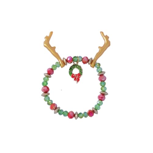 YAZILIND 2Pcs Weihnachten Perlen Armband Schneeflocke Santa Claus Schneemann Kranz Elch Anhänger Bunte Perlen Armbänder Urlaub Festival Weihnachten Schmuck für Frauen(#4) von YAZILIND