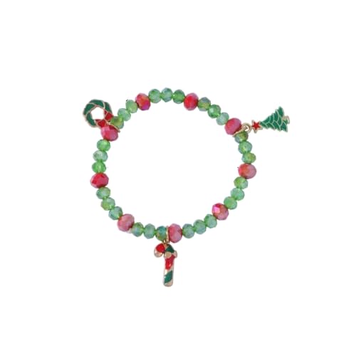 YAZILIND 2Pcs Weihnachten Perlen Armband Schneeflocke Santa Claus Schneemann Kranz Elch Anhänger Bunte Perlen Armbänder Urlaub Festival Weihnachten Schmuck für Frauen(#5) von YAZILIND