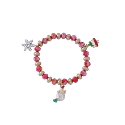 YAZILIND 2Pcs Weihnachten Perlen Armband Schneeflocke Santa Claus Schneemann Kranz Elch Anhänger Bunte Perlen Armbänder Urlaub Festival Weihnachten Schmuck für Frauen(#6) von YAZILIND