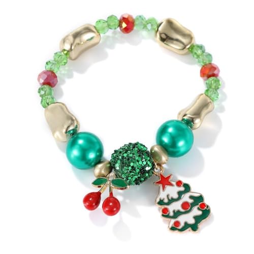 YAZILIND 2Pcs Weihnachten Perlen Armband Schneeflocke Santa Claus Schneemann Kranz Elch Anhänger Bunte Perlen Armbänder Urlaub Festival Weihnachten Schmuck für Frauen(#9) von YAZILIND