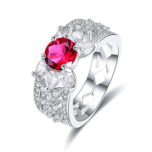 YAZILIND 925 Sterling Silber Ehering Hohlband Runde Zirkonia Ringe Elegante Frauen Engagement Schmuck 17.2 von YAZILIND