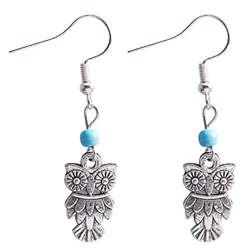 YAZILIND Angelhaken Ohrringe Baumeln Tropfen Eule Versilbert Türkis Vintage Böhmischen Ethnischen Pandant Zubehör von YAZILIND