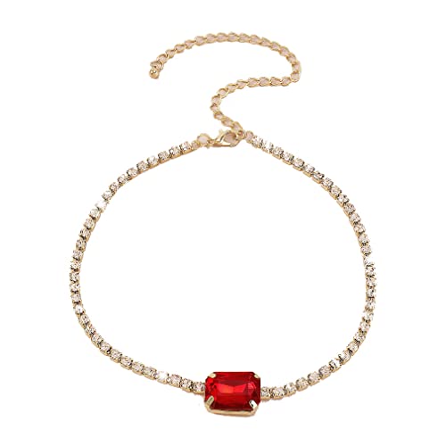 YAZILIND Anhänger Halskette Kette Frauen Clavicle Cubic Zirkonia Vintage Choker Gold Plated Party Geburtstag Geschenk (rot) von YAZILIND