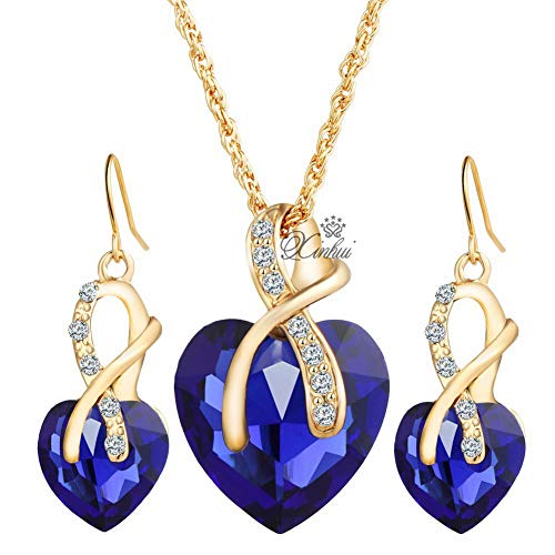 YAZILIND Anhänger Halskette Ohrringe Sets Schmuck Sets Accessoires Festival Geschenk für Frauen Mädchen Blau von YAZILIND