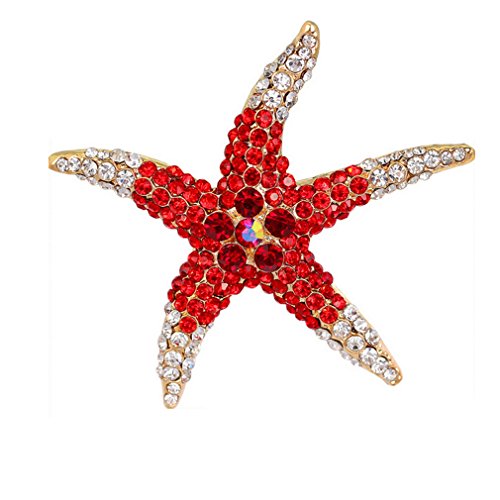 YAZILIND Art und Weise Farbe Starfish eingelegte Rhinestones Alloy Brosche Stifte Frauen Mädchen Zubehör (rot) von YAZILIND