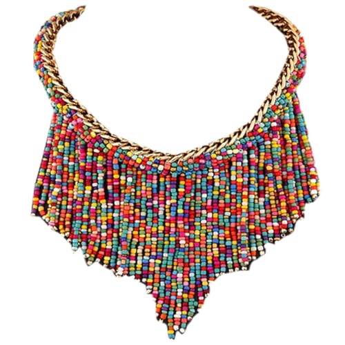 YAZILIND Böhmische Perlen Quaste Kragen Ethno-Stil übertrieben klobige Halskette weibliche Pullover Kette Schmuck (Farbe) von YAZILIND