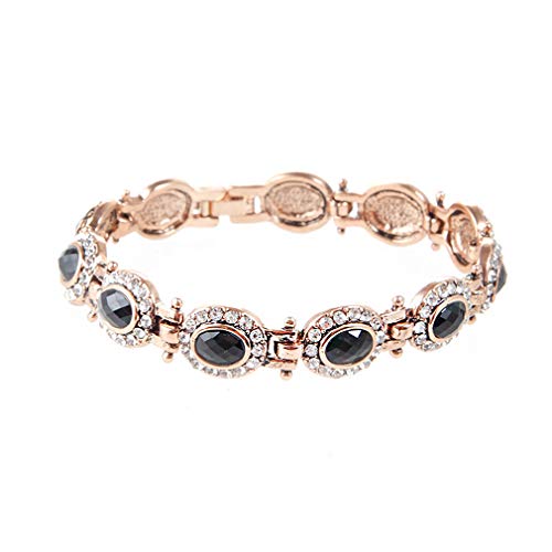 YAZILIND Böhmischen Stil Armband Einfache Oval Edelstein Mode Strass Retro Armbänder Partei Schmuck (Schwarz) von YAZILIND