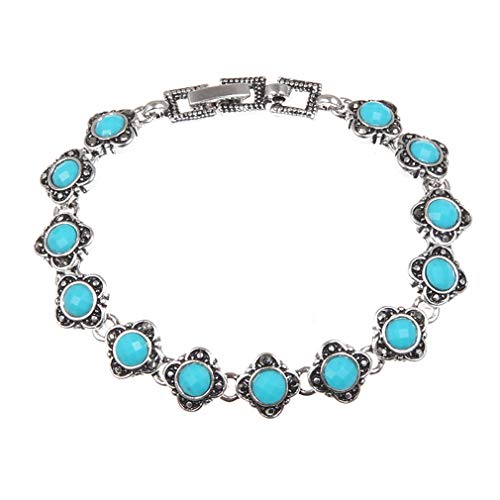 YAZILIND Böhmischen Stil Türkis Armband Vintage Ethnische Damen Party Schmuck Frauen Geburtstagsgeschenk (Blau) von YAZILIND