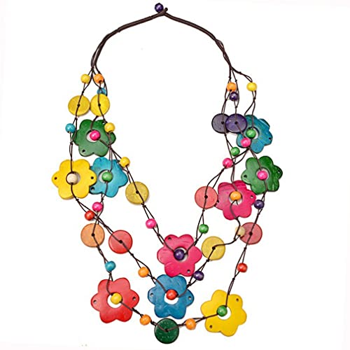 YAZILIND Bohemian Beach Halskette Handgewebte Holzperlen Blume Multilayer Coconut Shell Halsketten Frauen Schmuck von YAZILIND