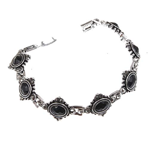 YAZILIND Bohemian Oval Edelstein Armbänder Vintage Ethnische Türkis Freundschaftsarmband Partei Schmuck (Schwarz) von YAZILIND