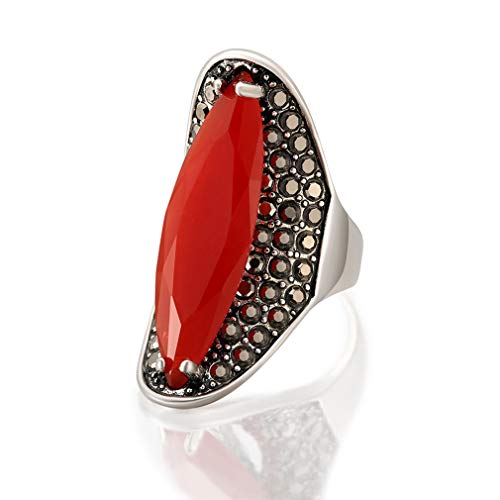 YAZILIND Bohemian Rectangular Resin Ring Damenschmuck Red Gemstone Rings Party Geschenk 18.1 von YAZILIND