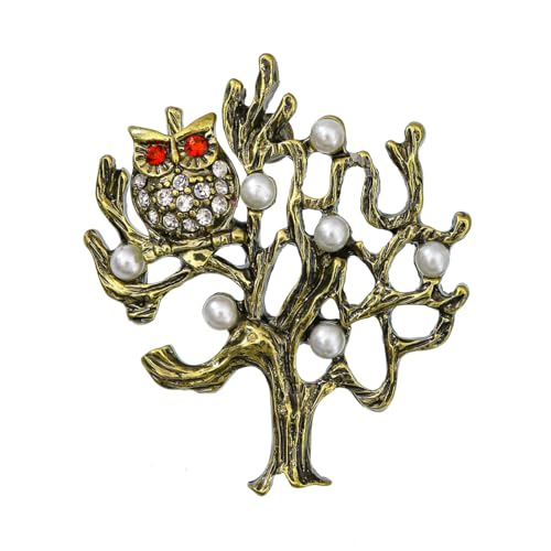 YAZILIND Brosche Pin Strass Eule Gemalt-Baum-förmigen Weihnachten Party Zubehör Weibliche Xmas Corsage Breastpin Schmuck(Owl) von YAZILIND