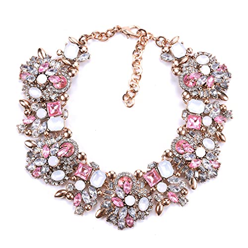 YAZILIND Bunte CZ Edelstein Kurze Halskette Frauen Übertriebene Zirkonia Choker Halsketten Hochzeit Schmuck(Rosa) von YAZILIND