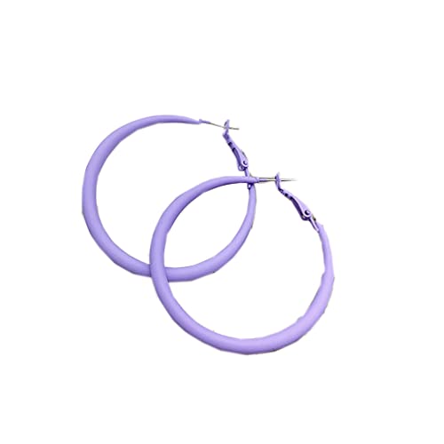 YAZILIND Candy Color Big Circle Creolen Damen Übertriebenes Temperament High-End Ohrschmuck mit Silbernadel (Lila) von YAZILIND