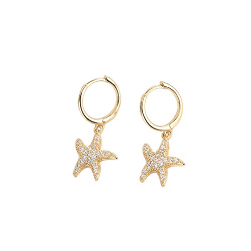 YAZILIND Creolen S925 Sterling Silber vergoldet Zirkonia Starfish Dangle Drop Ohrringe für Frauen Mädchen von YAZILIND