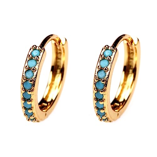 YAZILIND Cubic Zirkonia Ohrringe für Frauen Mädchen Statement Sensitive Ohren Gold überzogene Dangle Hiphop hypoallergene Accessoires (Sky Blue) von YAZILIND