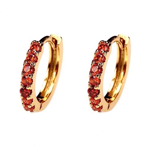 YAZILIND Cubic Zirkonia Ohrringe für Frauen Mädchen Statement Sensitive Ohren Gold überzogene Dangle Hiphop hypoallergene Accessoires (rot) von YAZILIND