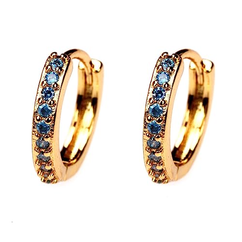 YAZILIND Cubic Zirkonia Ohrringe für Frauen Mädchen Statement Sensitive Ohren Vergoldet Dangle Hiphop hypoallergene Accessoires (Blau) von YAZILIND