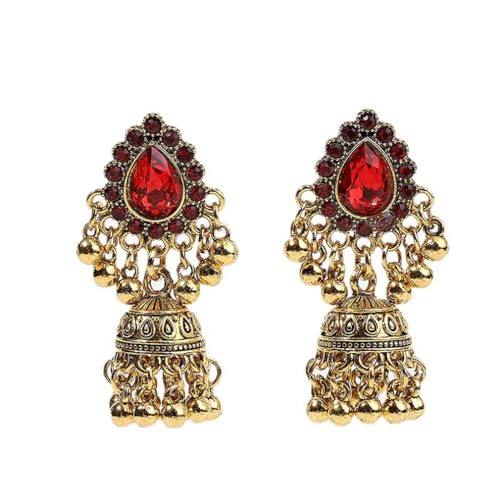 YAZILIND Cubic Zirkonia Ohrringe für Frauen Quasten Glocke Perlen Vintage böhmischen ethnischen Tropfen baumeln hypoallergene Erklärung (rot) von YAZILIND